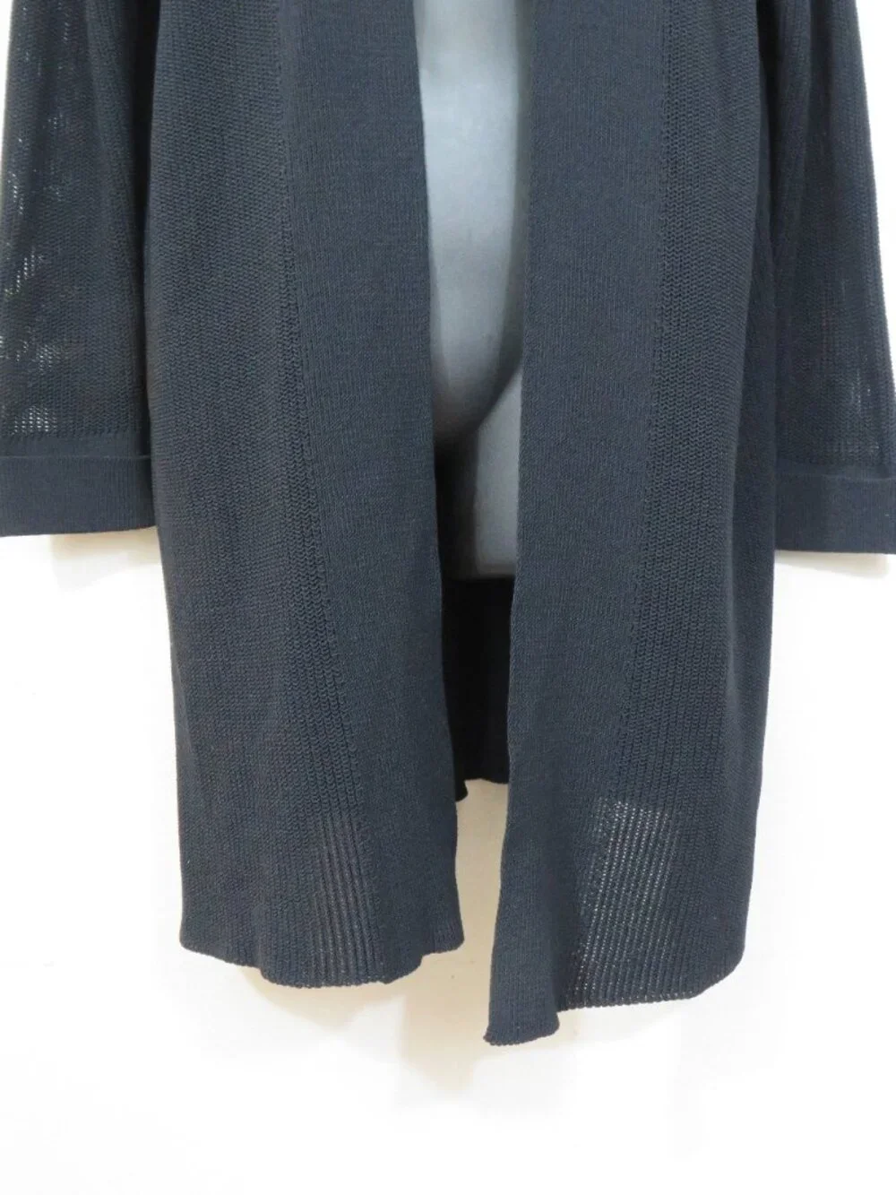 Eileen Fisher size Medium Black Cotton Blend Knit Cardigan Open Front Basic